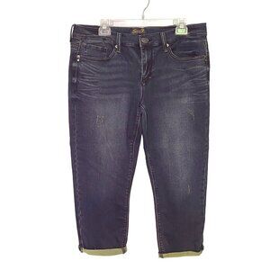 Seven7 Girlfriend Cropped Rolled‎ Hem Jeans Blue Stretchy Women's Size 10